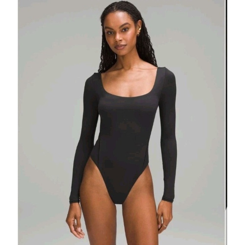Lululemon Wundermost Ultra-Soft Nulu‎ Square-Neck Long-Sleeve Bodysuit XL Black - Picture 9 of 9